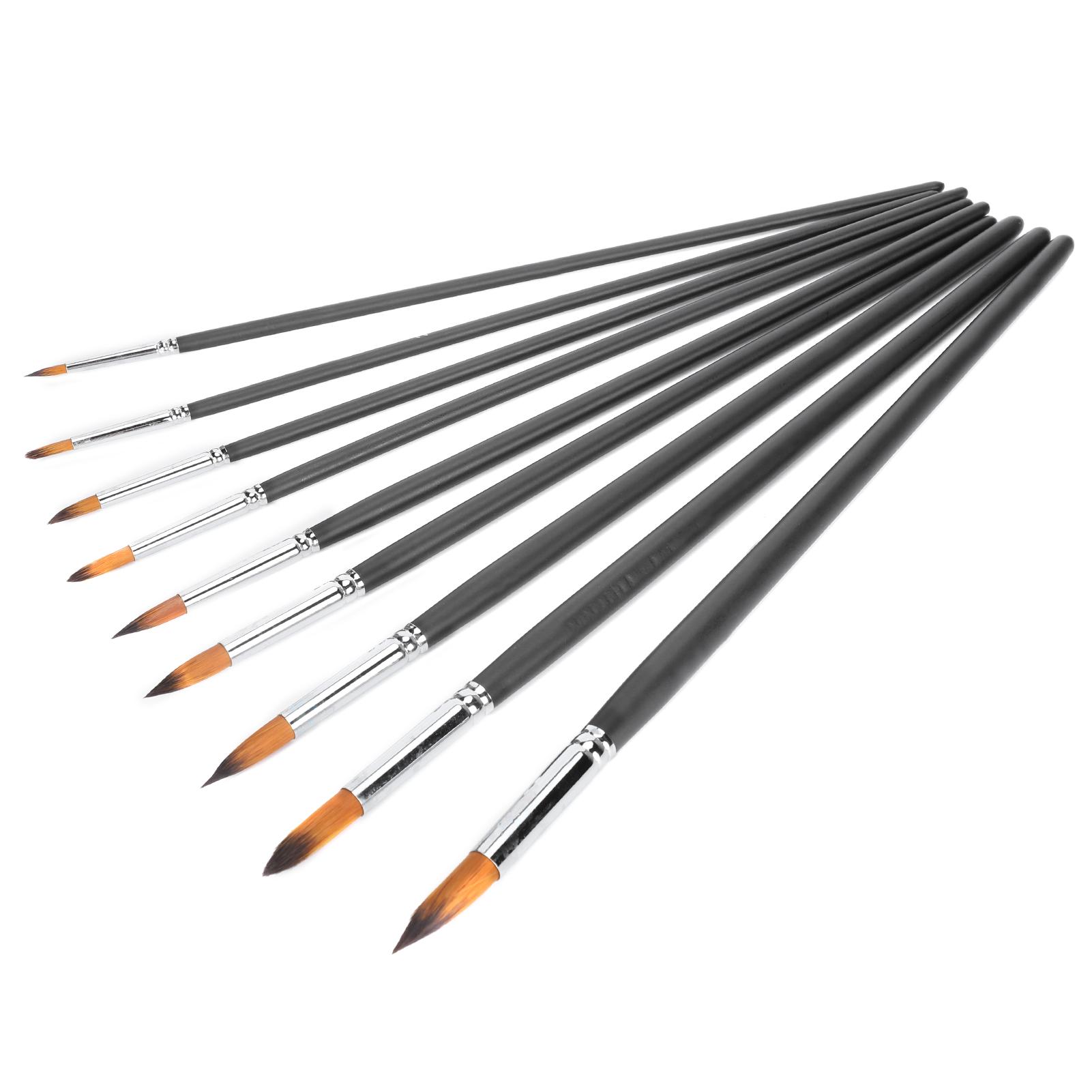 

9Pcs Art Painting Brushes Nylon Wool Watercolor Gouache Acrylic Oil Drawing Set Black