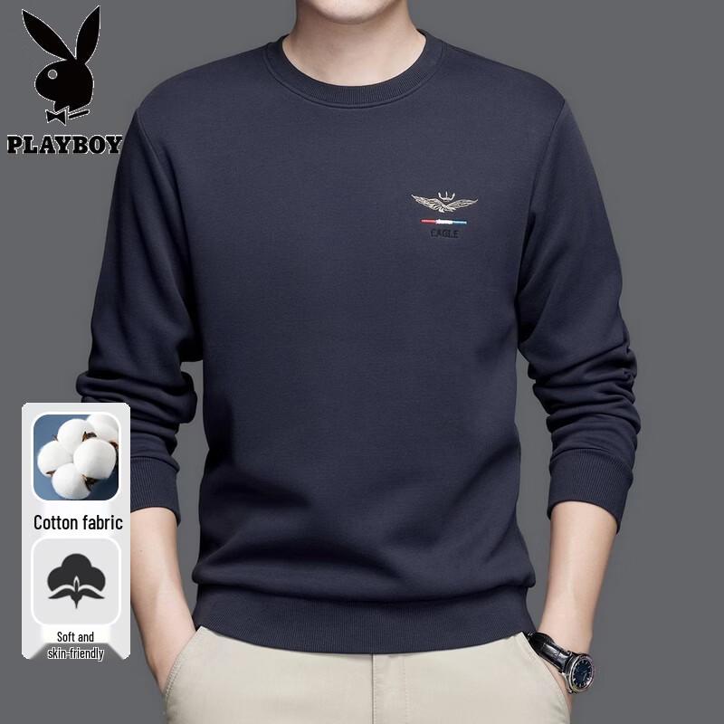 Playboy Men s Heavyweight Silk Blend Long Sleeve Crewneck Tee 2XL