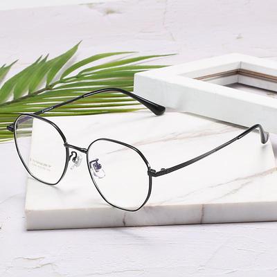 Black Full Frame Anti-Blue Light Prescription Glasses for Myopia - Unisex, Round Face.
