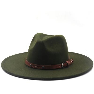 Simple 9.5CM Women Men Big Wide Brim Wool Fedora Hat British Style Winter Gentleman Elegant Lady Jazz Church Hats