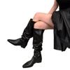 Silbrig Frauen Overknee Stiefel Winter Elegante klobige Lederschuhe Frau Trend Goth Schnee Chelsea Botas De Mujer