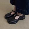 Sheepskin Version~ Fashionable Retro Simple Round Head Platform Mary Jane Shoes Women's Commuting Versatile Black Small Leather Shoes Single Shoes