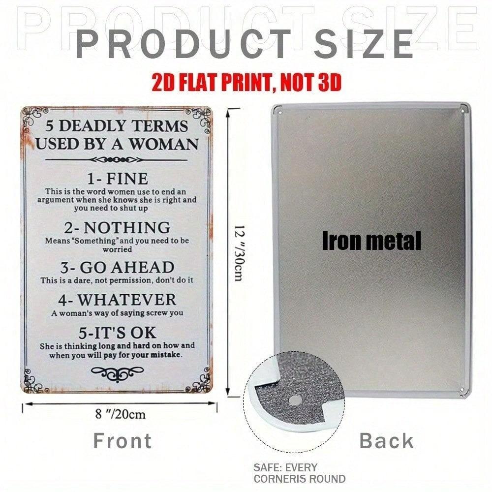 Metal Poster Set of 5 for Bar Wall, Retro Ironic Gift for Men