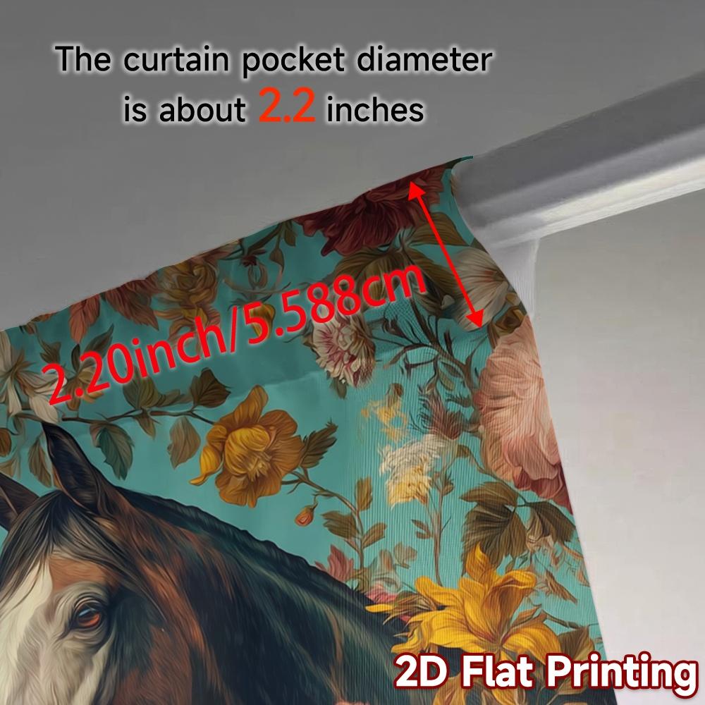 2pcs   2D FLAT PRINTING Curtains (Without Rod) Horse in Bloom Chic Curtain Chic Durable Polyester Curtains Room Decor for Living