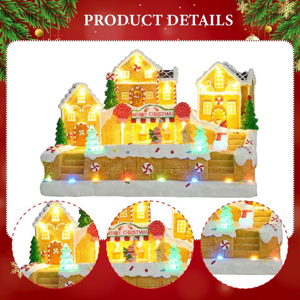 Christmas Village Music Box Creative Gingerbread Skating Toy Collectible Home Decor Figurine Desktop