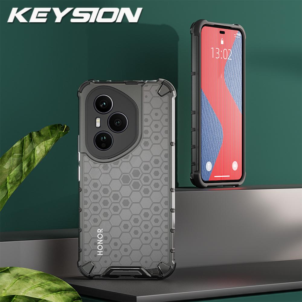 KEYSION Stoßfeste Panzerhülle für HONOR 400 Pro 5G Weiches Silikon+PC Transparentes Waben-Handy-Rückcover für Huawei Honor 400