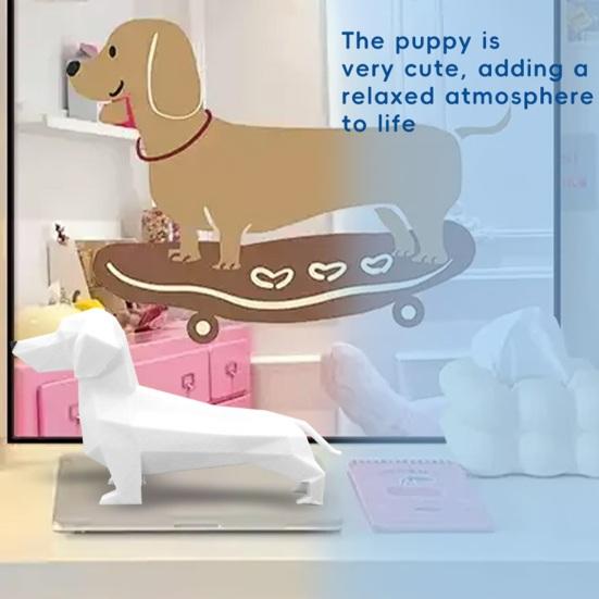 Carving Dachshund Figurine Geometric Dog Statue Animal Sculpture Home Office Desktop Bookshelf Decoration Ornament