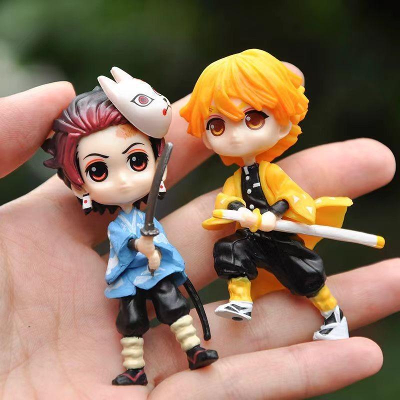 Q Version Demon Slayer Handicrafts 6-piece Mini Figurines Set 11cm For Display