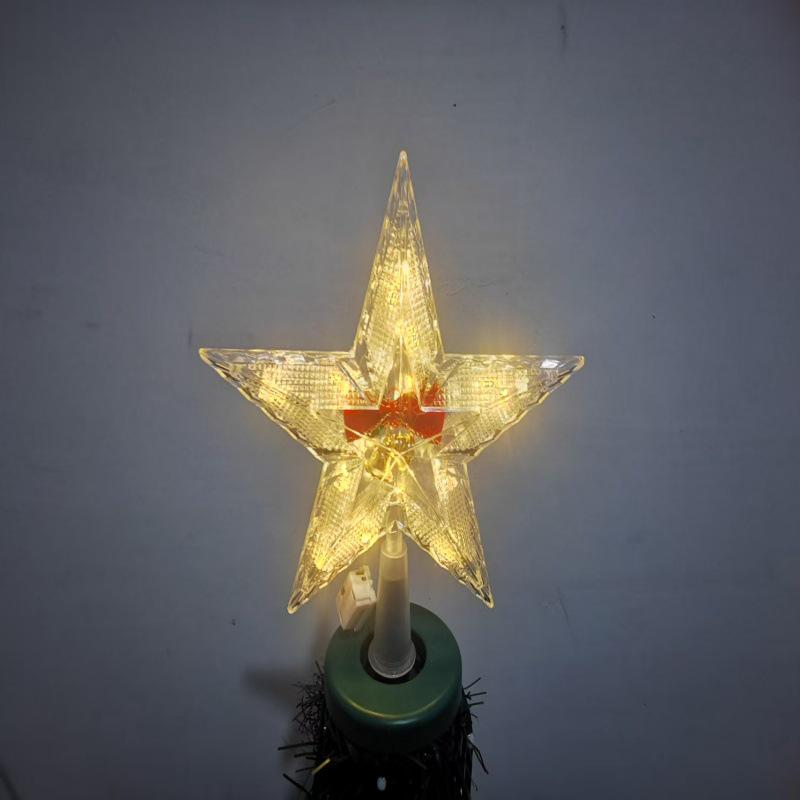 New 20cm Double-layer Five-pointed Star Snowman Tree Topper Light