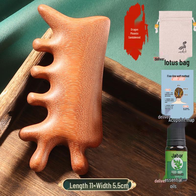 Multi-functional Sandalwood Gua Sha Comb for Face, Eye, Scalp, and Meridian Massage