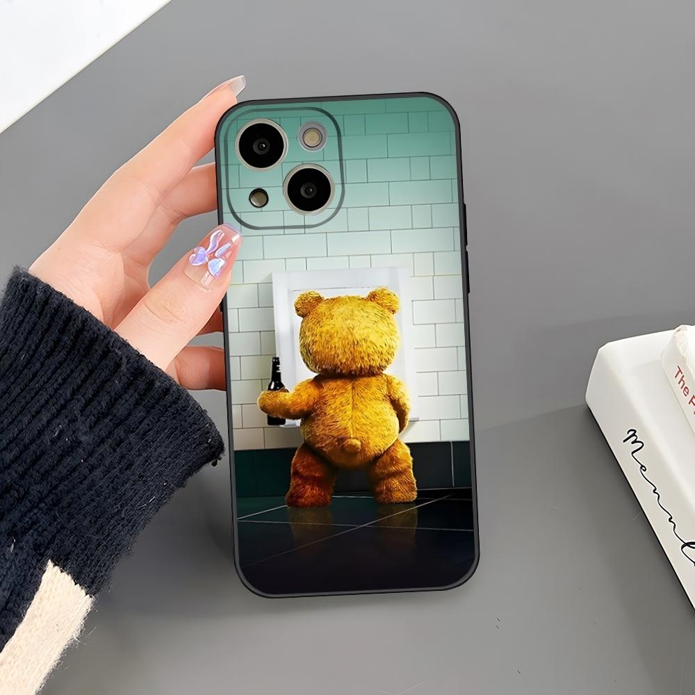 Cartoon Teddy Bear Phone Case For Iphone 15 Pro Max 14 Pro 16 Plus 12 13 11 Xr X Xs 8 7 Plus Silicone Back Cover