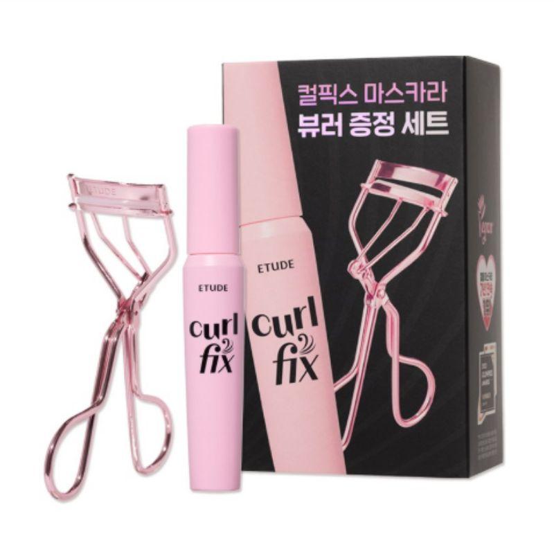 

ETUDE Curl Fix Mascara 8g + Eyelash Curler Set Gray Brown – Long-Lasting Curling, Smudge-Proof Lash Lift & Definition