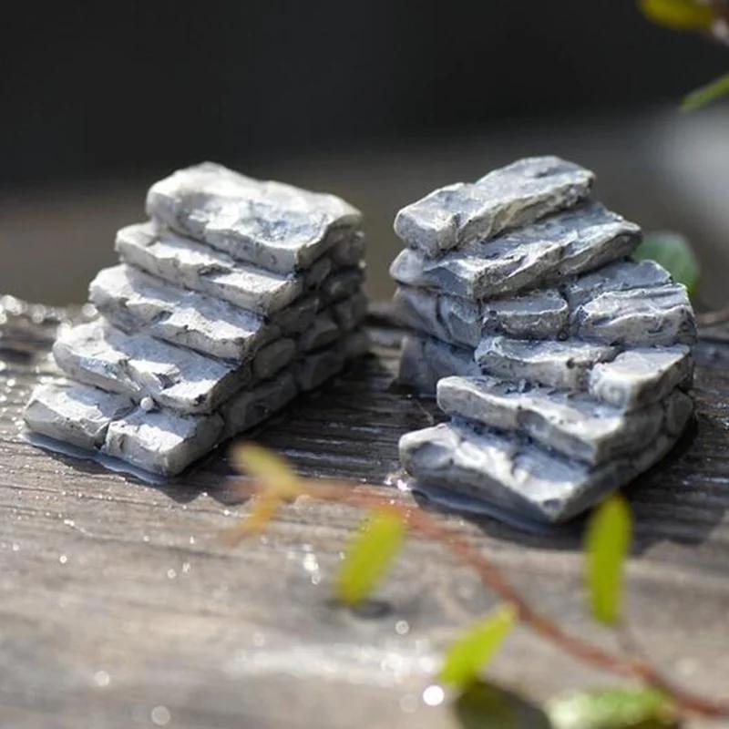5pc Stone Stairs Figures Miniature Figurine Mini Fairy Garden Micro Landscape Tank Animal Statue Craft