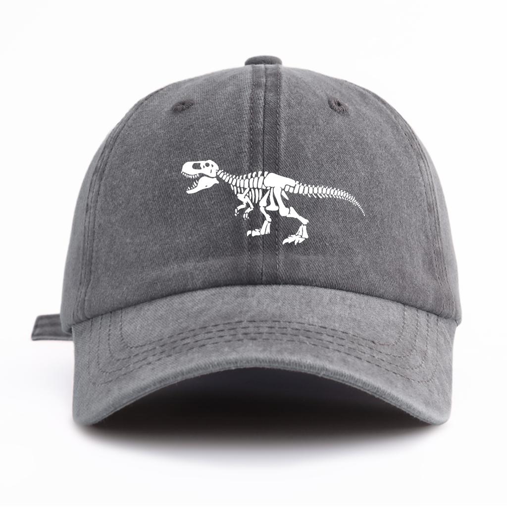 1 Stück T-Rex-Aufdruck Gewaschene Baseballkappe für Erwachsene Minimalistischer Retro-Stil Lässig Weich Verstellbar Papa-Hut Perfekt als Geschenk