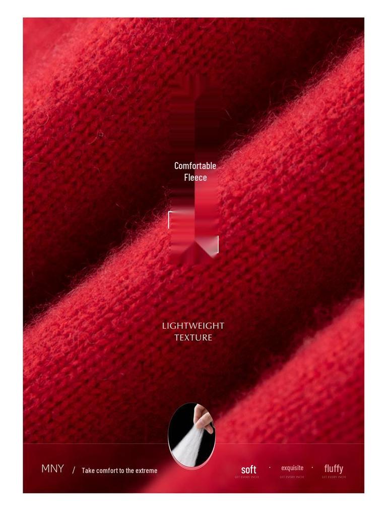 Women's Cashmere Round Neck Jacquard Sweater - Thick, Stylish, and Soft for Autumn/Winter