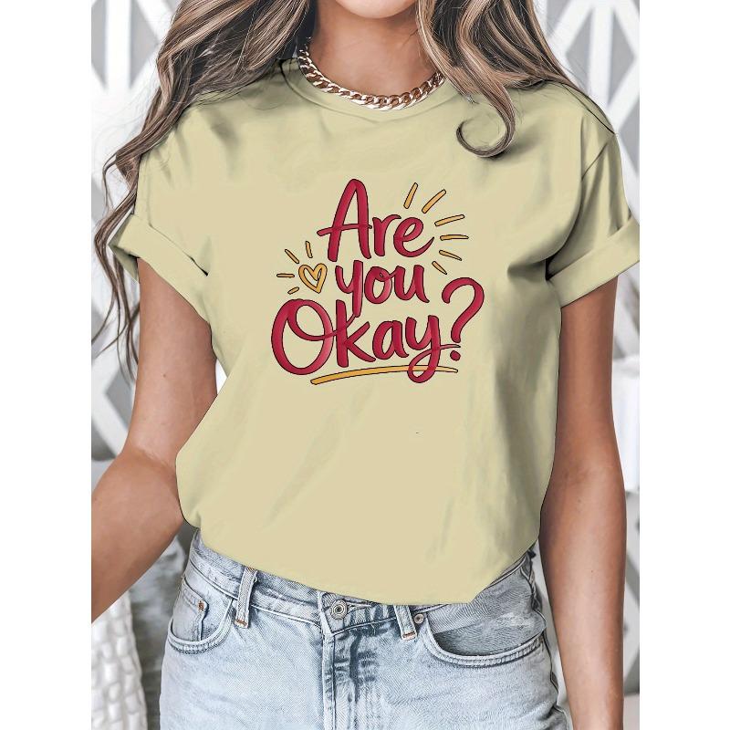 Casual Round-Neck T-Shirt for Women Featuring a Trendy Print, Perfect for Spring And Summer Wear