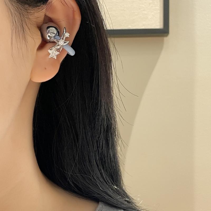 Sparkling Moon Star Earphone Clips Full Zircons Studded Crystal Designs Accessories Easy Installation for Decorations