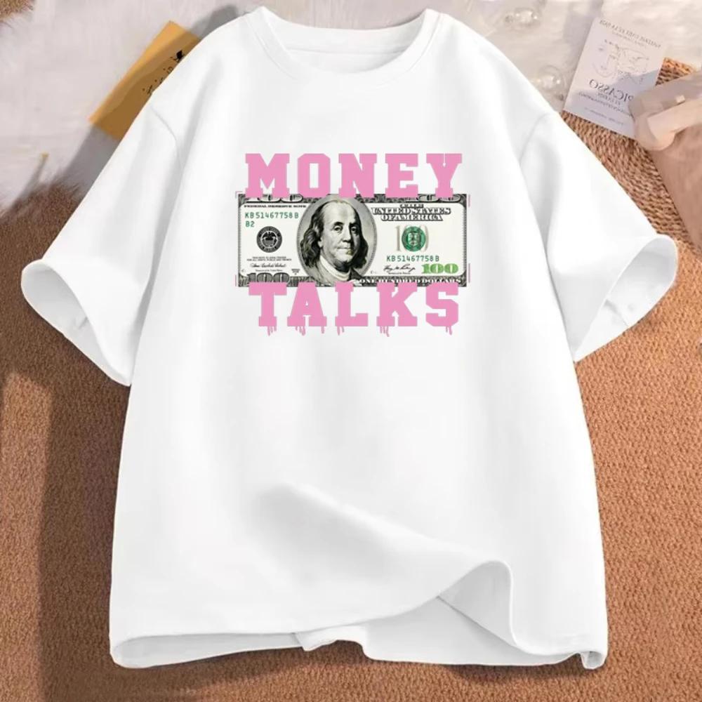 Money Talks The Power Of The Us Dollar Print Tshirt Women Men Casual Loose Funny Simple Round Neck Short Sleeve Top Tshirt