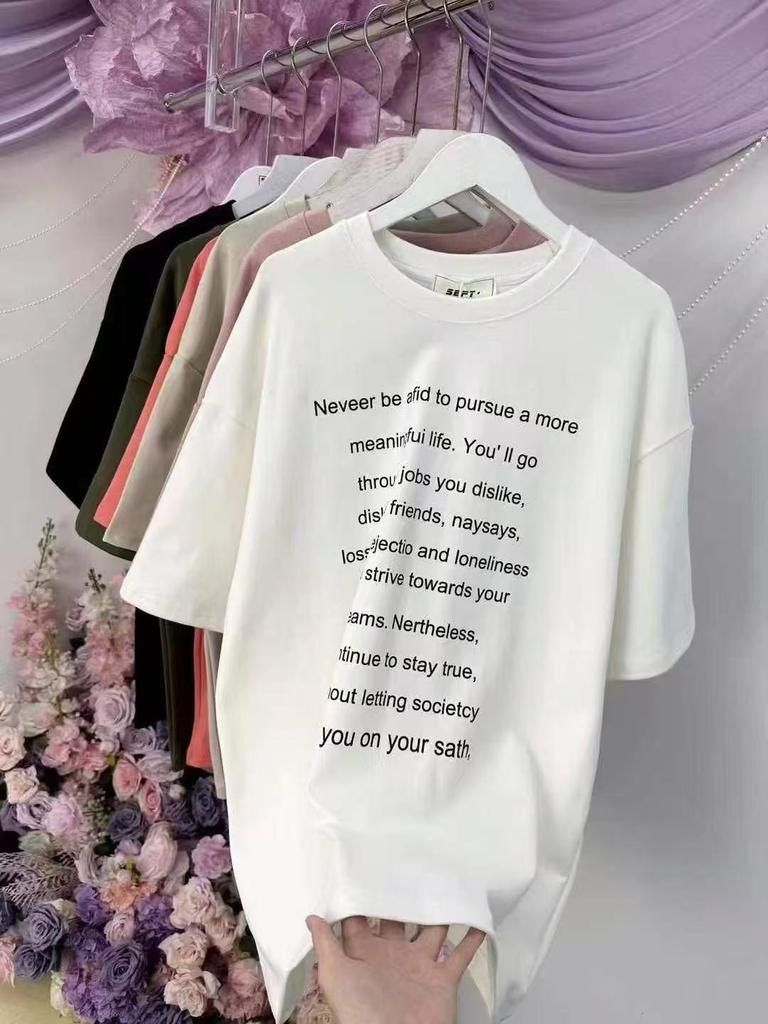 400g Heavyweight Unisex Pure Cotton Trendy Print Loose Fit Short Sleeve T-Shirt
