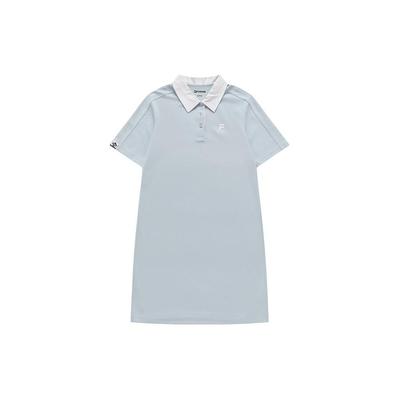 Fusion SS24 College Style Breathable Casual Loose Straight Leg Knitted Polo Short Sleeve Dress Women Dresses Laiwu-Blue T11W423305F-LB