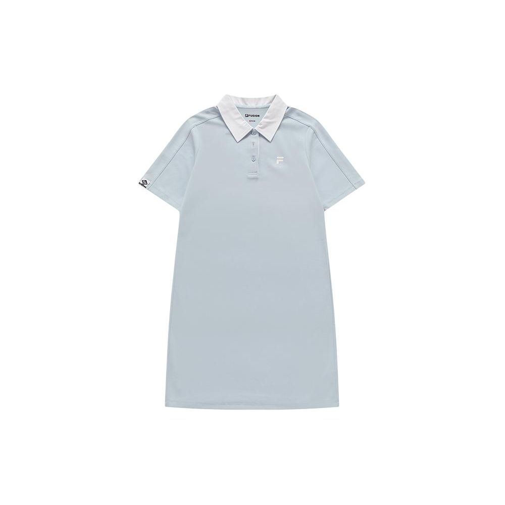 

FILA Fusion SS24 College Style Breathable Casual Loose Straight Leg Knitted Polo Short Sleeve Dress Women dresses Laiwu-Blue T11W423305F-LB S