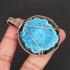 Handmade Copper Wire Wrapped Pendant Natural Blue Solar Quartz Stone Necklace Unique Boho Jewelry for Women
