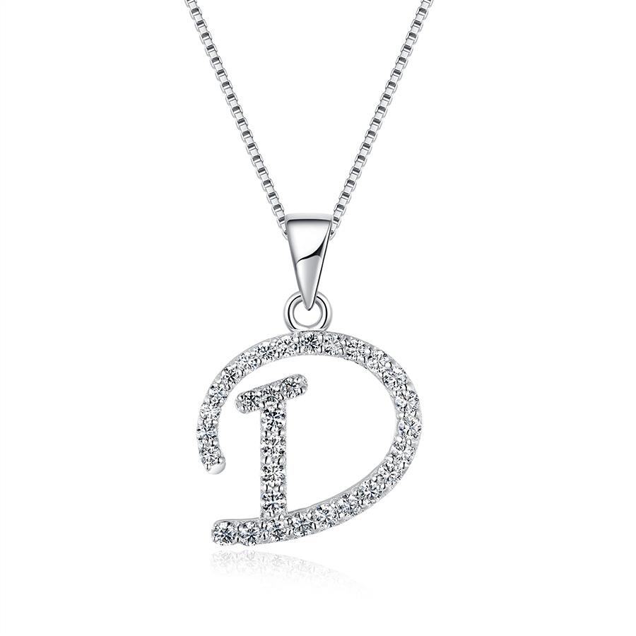 

Круглая огранка Настоящий муассанит Подвеска с буквой D на заказ Покрытие белым золотом 14 карат белый