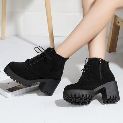 Fashion Women Boots Fashion Sexy High Heels Comfortable Lace Up Ankle Boots Women Outdoor Platform Casual Shoes for Women Botas De Mujer