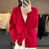 European Women's Winter Sweater - 100% Pure Wool Cardigan, Cashmere Knitwear, Short Coat