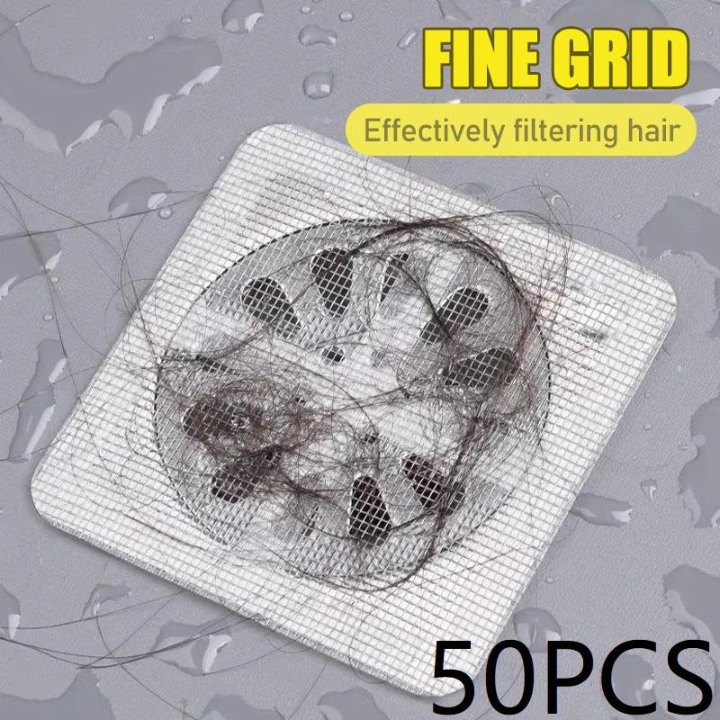10/30/50PCS Filter for Bathroom Sink Bath Stopper Drain Sticker Bathroom Mesh for Hair Bath Stopper Drain Hair Catcher