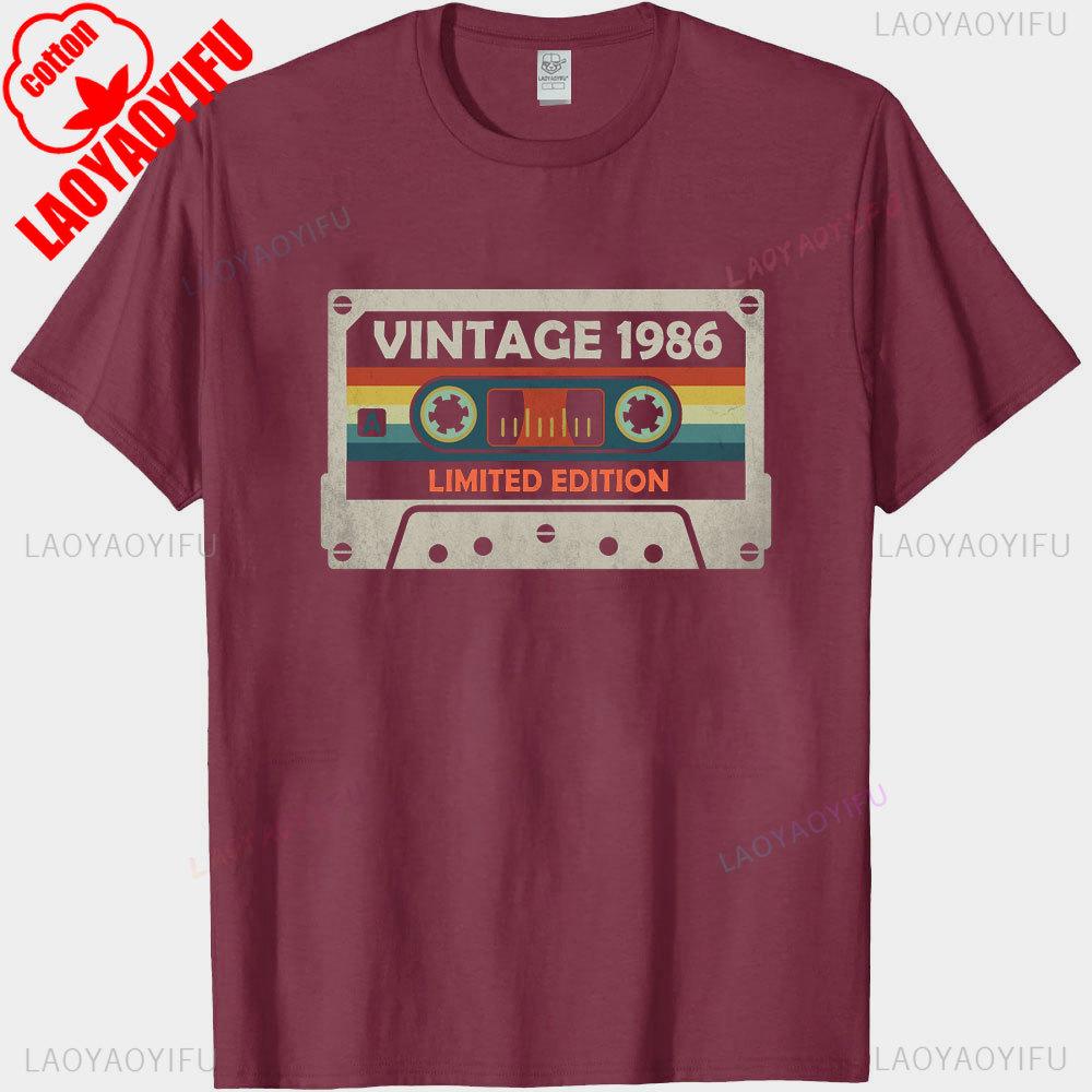Vintage Made in 1986 40th Birthday 40 Years Old TShirts Summer Graphic Cotton Streetwear ShortSleeve Gifts Tee Men Tops