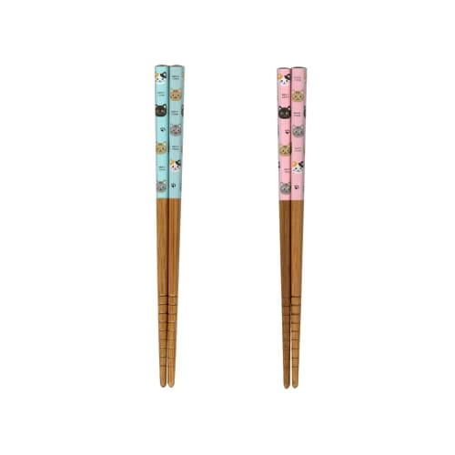 

Tanaka Hashiten Chaton Chopsticks, 16.5cm, Blue and Pink, Set of 2, Chopsticks for Kids, Made in Japan, Easy to Pick Up, Non-Slip Chopsticks, Cat Desi