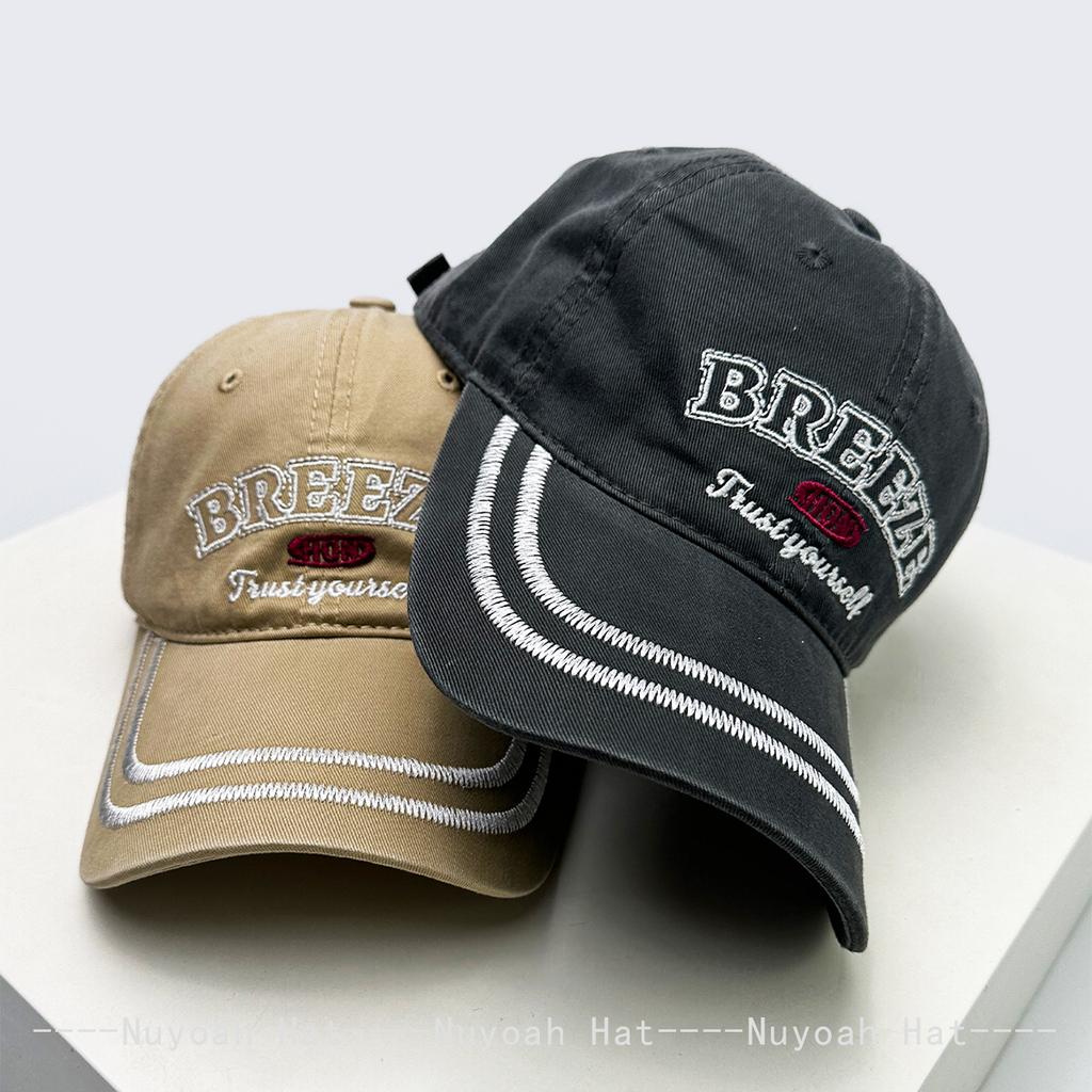 Baseball Striped Stitching Embroidered Letterings Alphabet KFashion Style Korean Women Men Her Him For Fresh Caps Peaked Hats Sunshade Personal