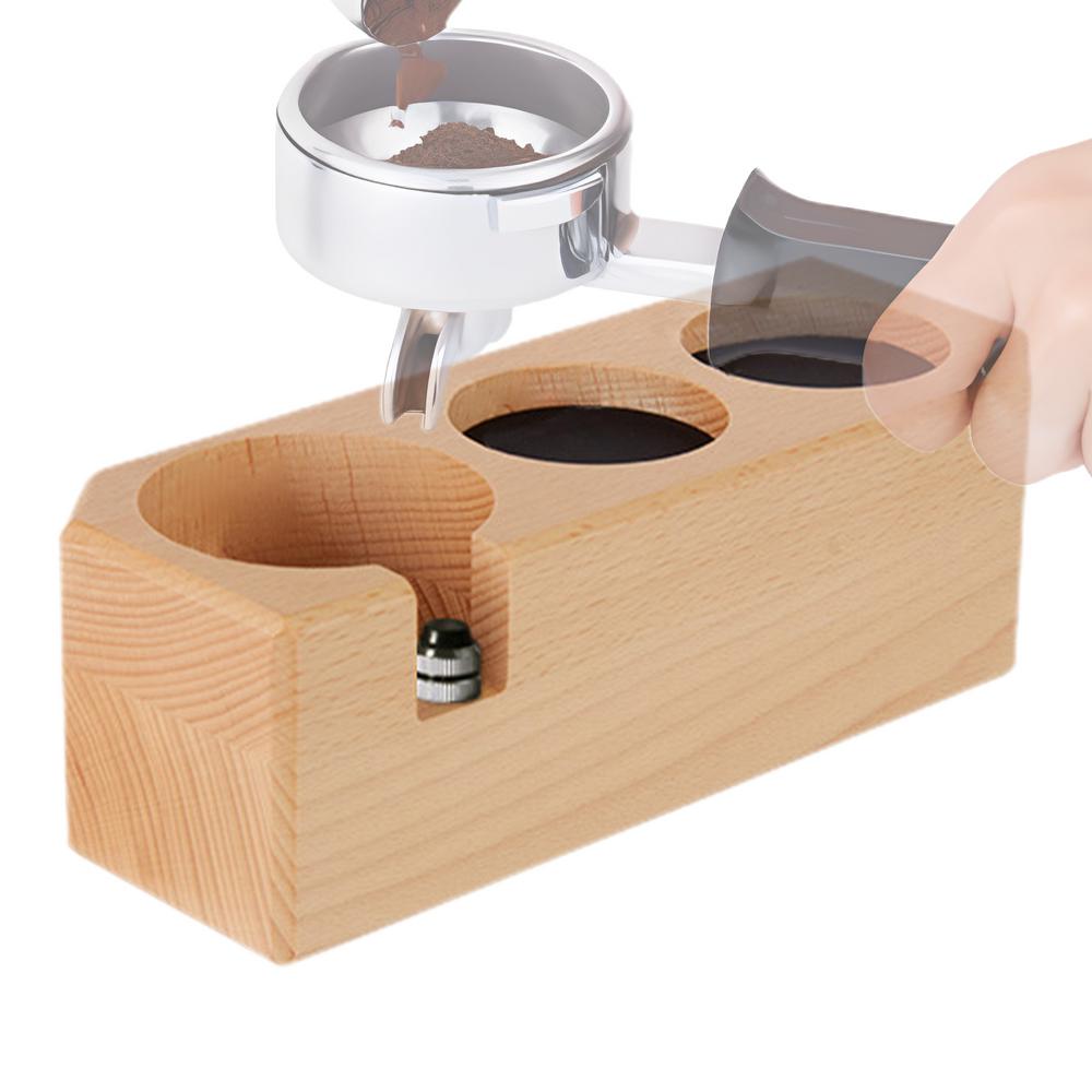 

Coffee Tamper Station Natural Solid Wooden Tamper Station Anti-Slip Portafilter Holder Wooden Tamper Station