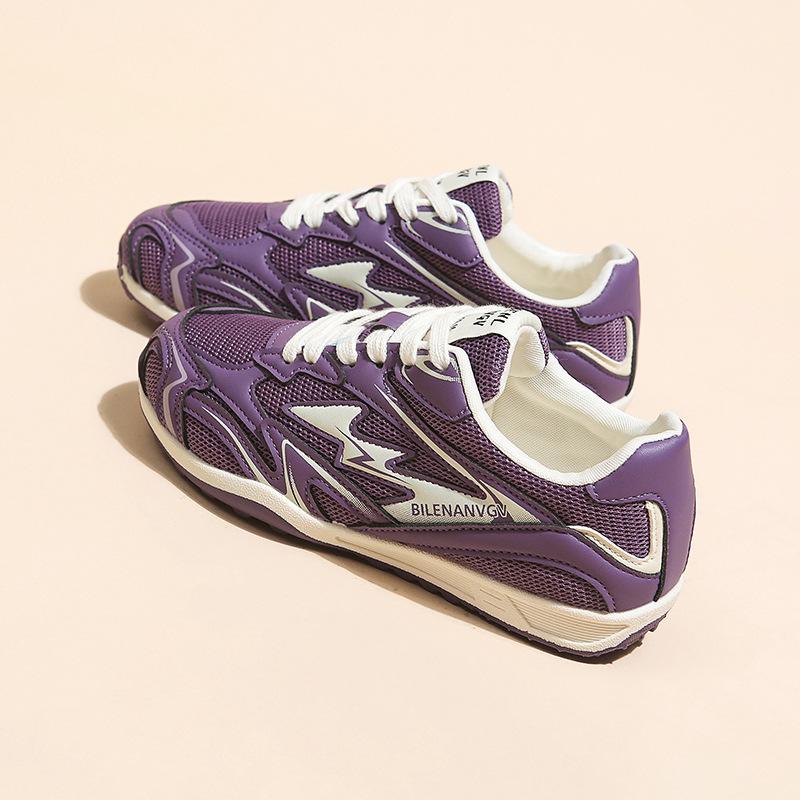 Leather Mesh Breathable German Training Shoes Women's 2025 Autumn New Inner Height Increase Round Head Jogging Casual Sports Shoes Tide