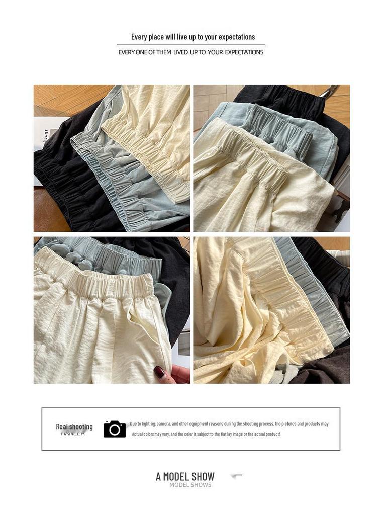 Women's Ice Silk White Wide-Leg Pants - Summer 2025 Collection