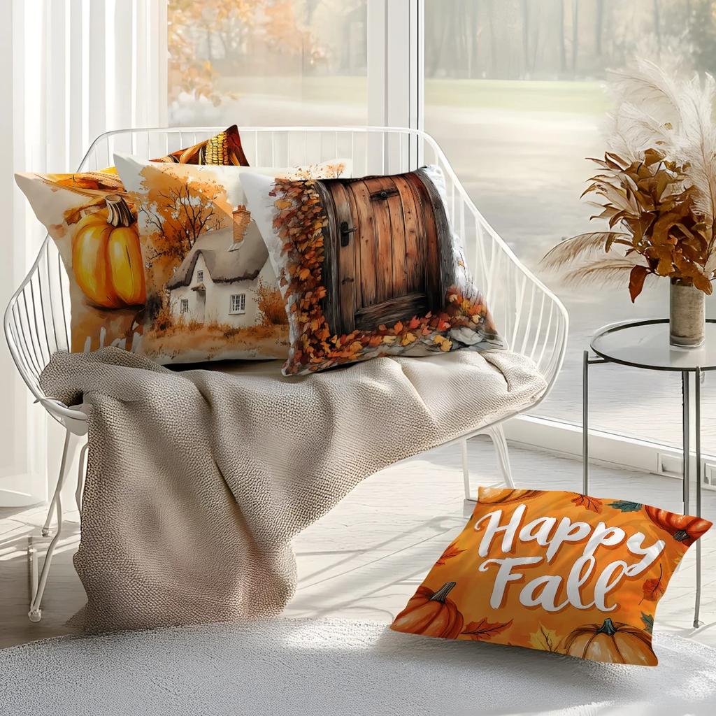 Autumn Theme Pillowcase Cushions 100% Polyester 45X45Cm Throw Pillow Cover Sofa Chair Cushion Cover Pillowslip Home Decor