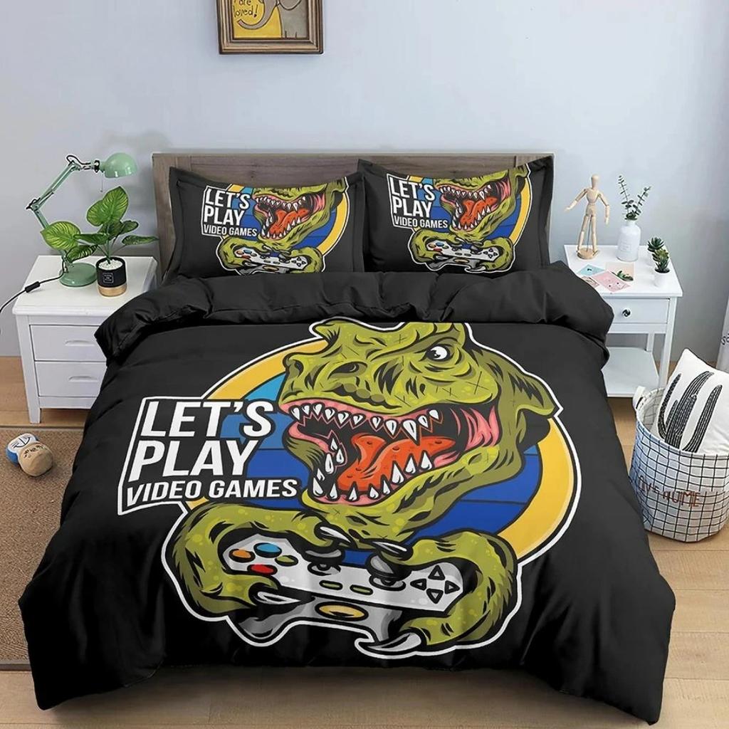 Gamepad Duvet Cover 2/3Pcs Game Bedding Set Teens Video Game Quilt Cover Set ,King, Double Bed, For Bedroom