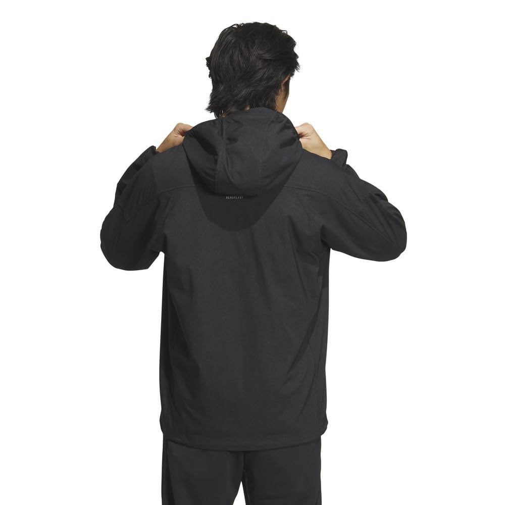 Adidas Denim-Look Reguläre Passform Stretch Gewebtes Kapuzen-Trainingsoberteil Schwarz Größe S Herren BXF22/JSY31 (IS5137)