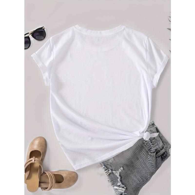 Oma und Enkel Print Rundhals T-Shirt, Lässiges Kurzarm Oberteil für Frühling & Sommer, Damenbekleidung