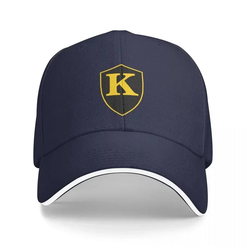 Initial K Black Shield Gold Border Baseball Cap Hip Hop Golf Hat Boy Child Womens