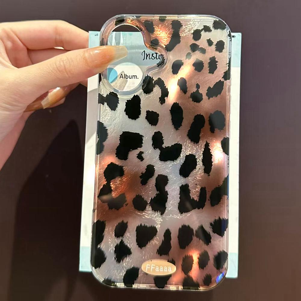 Schwarzes Leopardenmuster Mode INS Handyhülle für iphone 17 Air 16 15 14 13 11 12 Pro Max 7 8 Plus X XS XR SE 2022 2020 16e Hülle