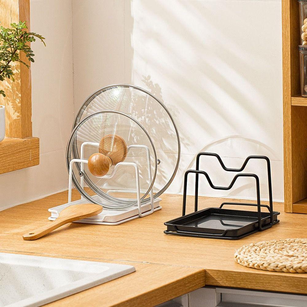 Lightweight Pot Lid Storage Rack Iron Shovel Spoon Rest Multifunctional Pan Pot Lid Holder  Cabinet