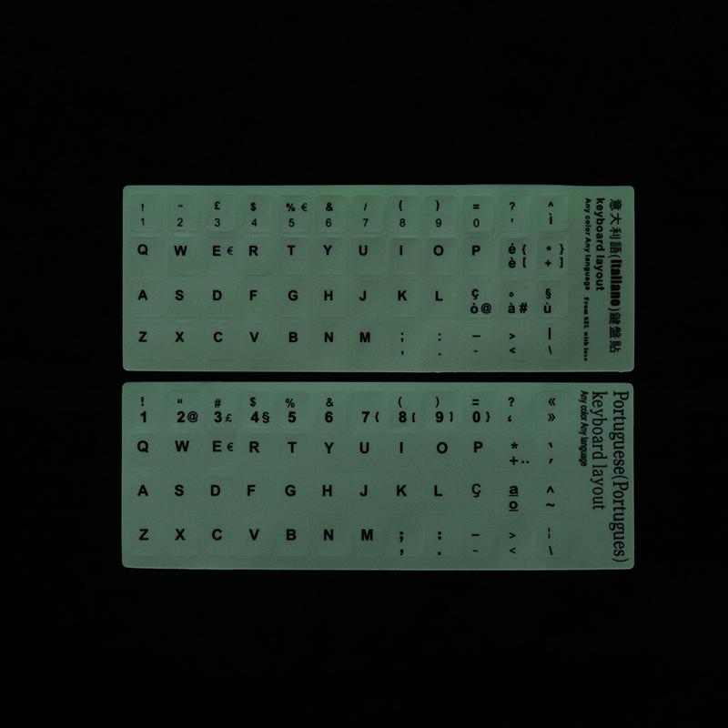 Luminous Keyboard Film Spanish,Russian,Arabic,French,English Etc Language Fluorescent Keyboard Letter Protective Stickers