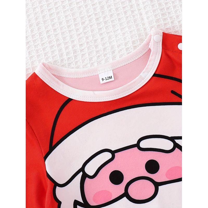 Foreign Trade Ins Newborn Baby Boys and Girls Santa Claus Print Long-Sleeve Open-Crotch Romper Holiday Style