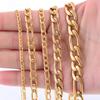 Classic Gold Color Plated Stainless Steel Necklace Link Figaro Chain for Men Women Metal Choker Neck Jewelry Accessories Gift