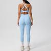Fashion Nude Feel Beauty Back Cross Bubble Wrap Sports Bra High Waist Hip Lift Pocket Sports Yoga Pants Fitness Suit Women