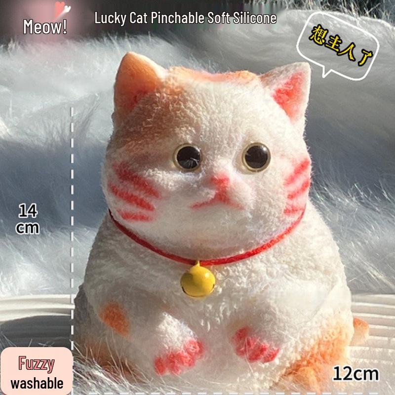 Plüsch-Stoffpuppe Katze Stressspielzeug - Realistische Katzen-Ornament für Büro-Entspannung