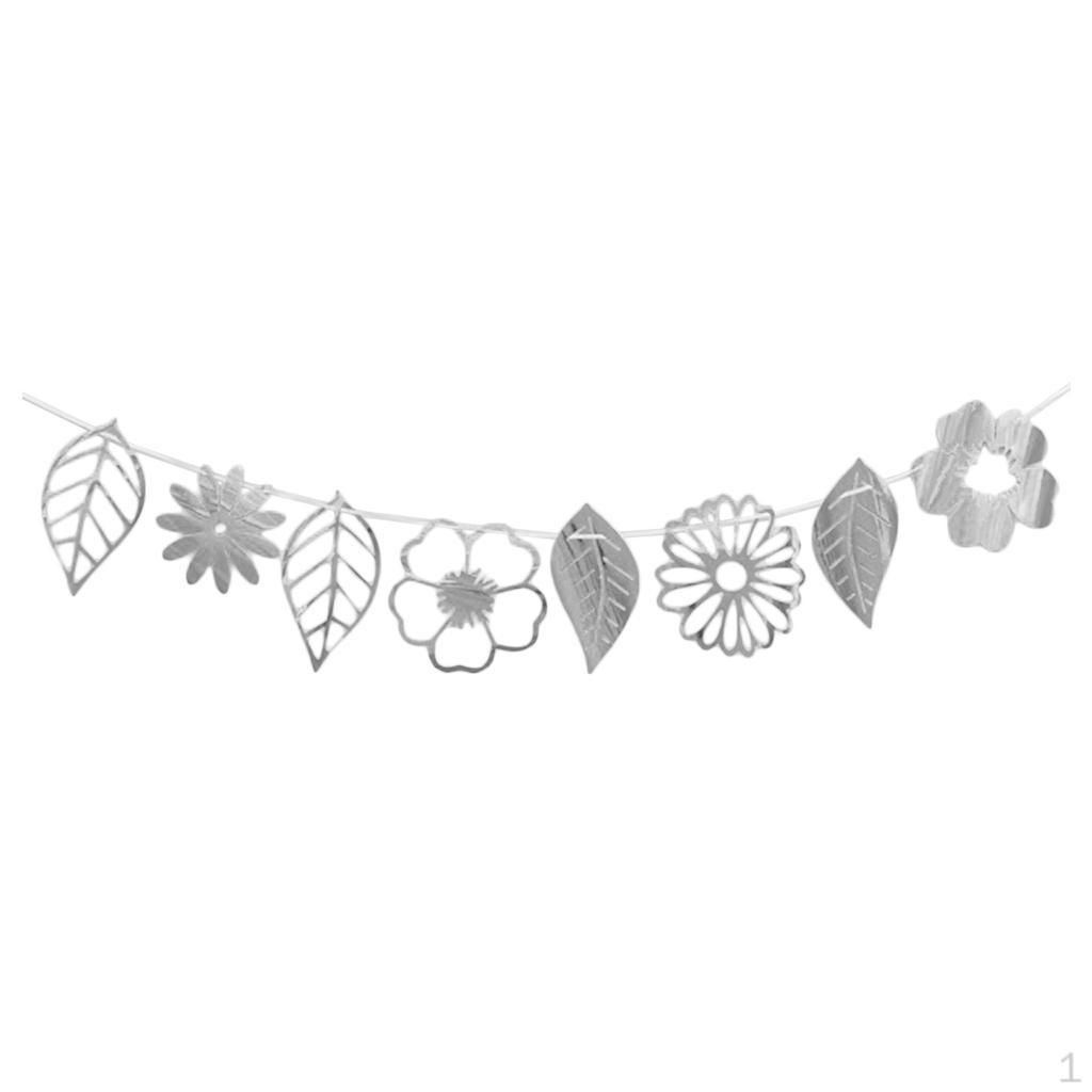 

Leaves Flower Banner Bunting Garland For Festivity Home Party Ornaments срібний