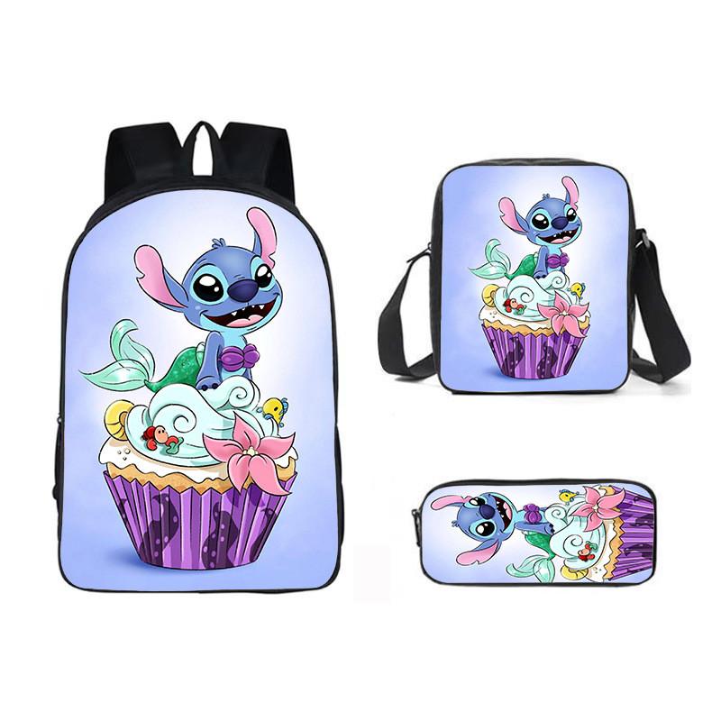 Stitch Cartoon Backpack For Kids Oxford Fabric Waterproof School Bag With Breathable Straps